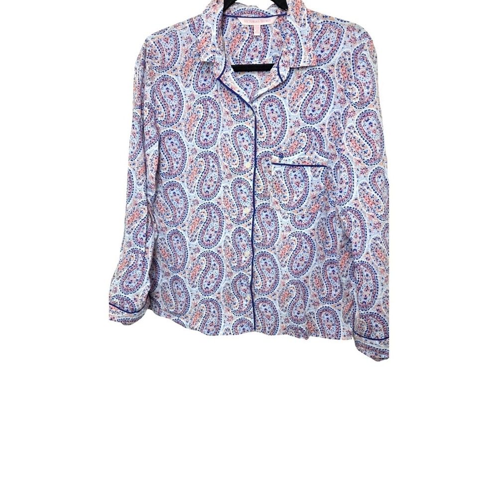 Victorias Secret Paisley Print Long Sleeve Button-Up Old Money Fairy Pajama Top
